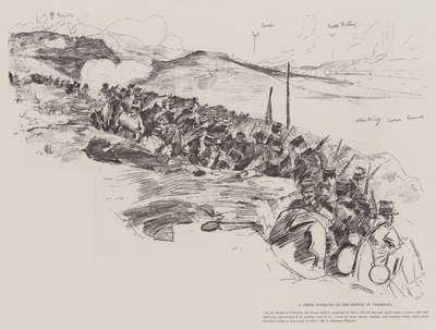 Una trinchera griega en la Batalla de Velestino de Henry Charles Seppings Wright